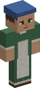A townswoman in a green dress