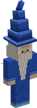 Haredas, the master of the Art of Weather: a blue robe, a white beard, a tall blue hat